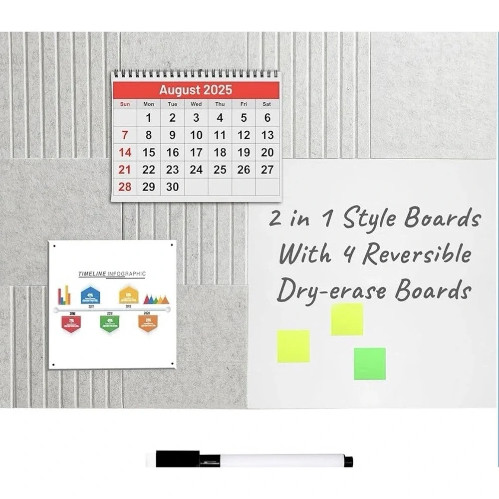 12-Pack Felt Board Tiles with Dry-Erase Boards – Brand New, Sealed
